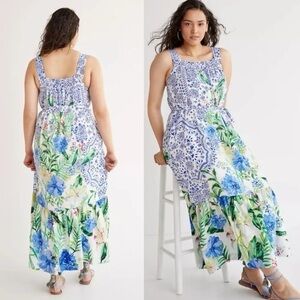 Anthropologie Maeve Bouquet Flounced Maxi Dress